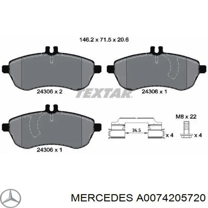 Sapatas do freio dianteiras de disco Mercedes A0074205720 preço, a partir de 38,11 USD