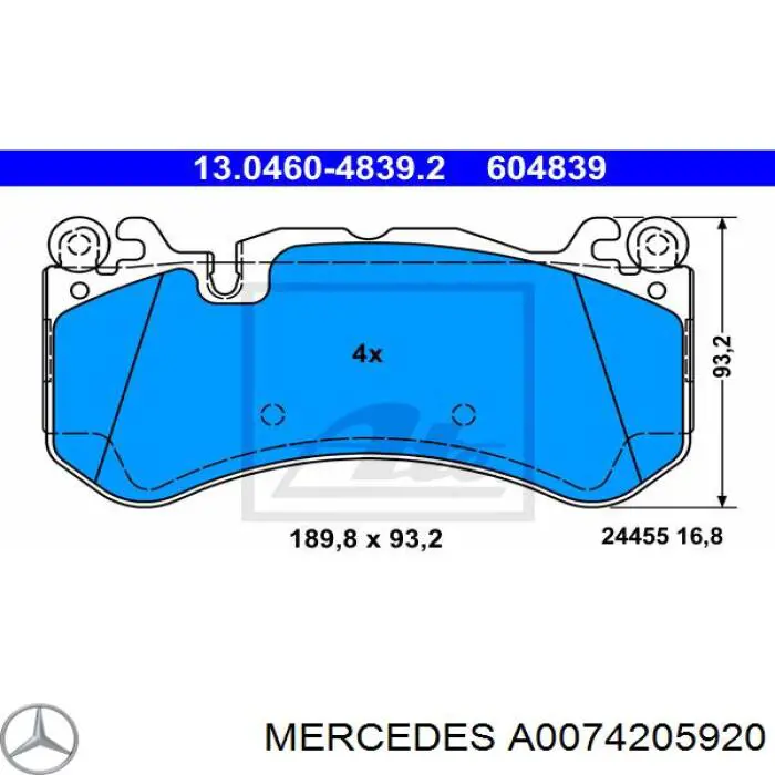 Sapatas do freio dianteiras de disco Mercedes A0074205920 preço, a partir de 60,57 USD
