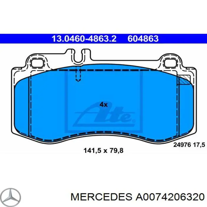 Compre A0074206320 Mercedes Sapatas do freio dianteiras de disco