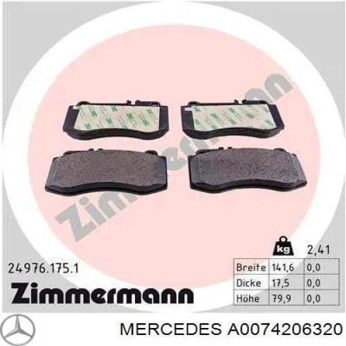 Sapatas do freio dianteiras de disco Mercedes A0074206320 preço, a partir de 48,77 USD