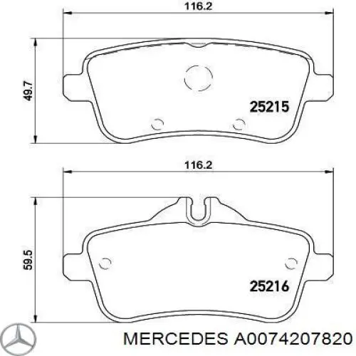 Compre A0074207820 Mercedes Sapatas do freio traseiras de disco