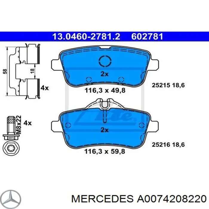 Sapatas do freio traseiras de disco Mercedes A0074208220 preço, a partir de 49,61 USD