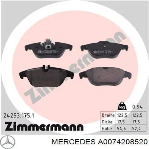 Sapatas do freio traseiras de disco Mercedes A0074208520 preço, a partir de 27,67 USD