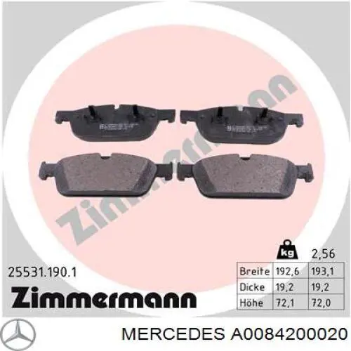 Compre A0084200020 Mercedes Sapatas do freio dianteiras de disco