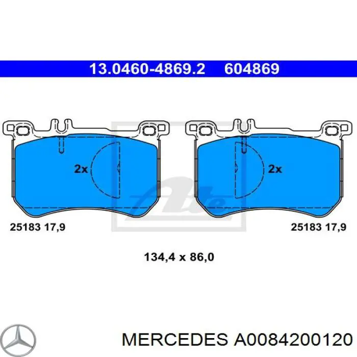 A0084200120 Mercedes Sapatas do freio dianteiras de disco
