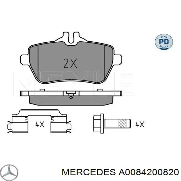 Sapatas do freio traseiras de disco Mercedes A0084200820 preço, a partir de 64,33 USD