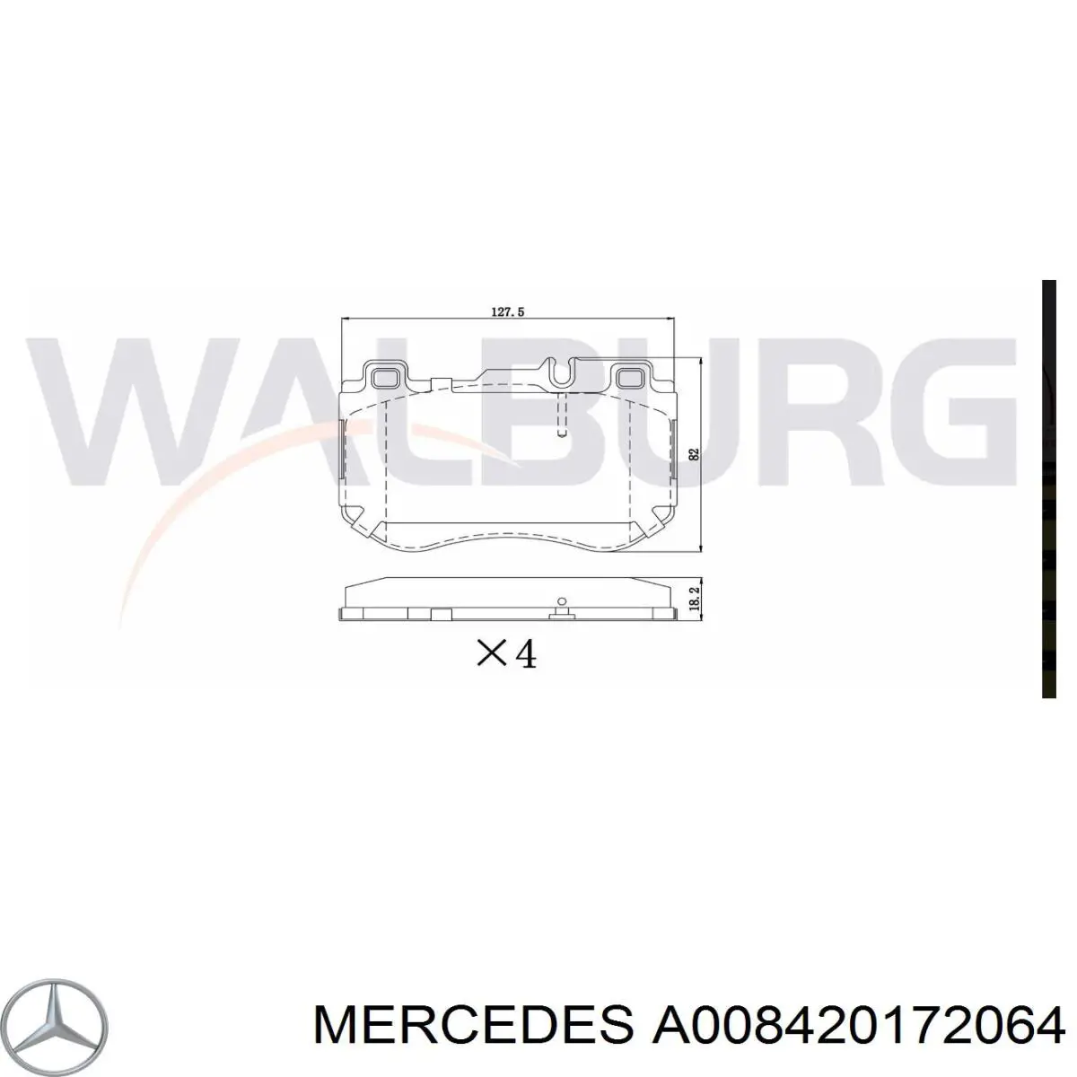 A008420172064 Mercedes Sapatas do freio dianteiras de disco