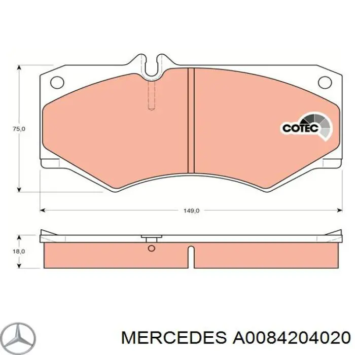 A0084204020 Mercedes Sapatas do freio dianteiras de disco