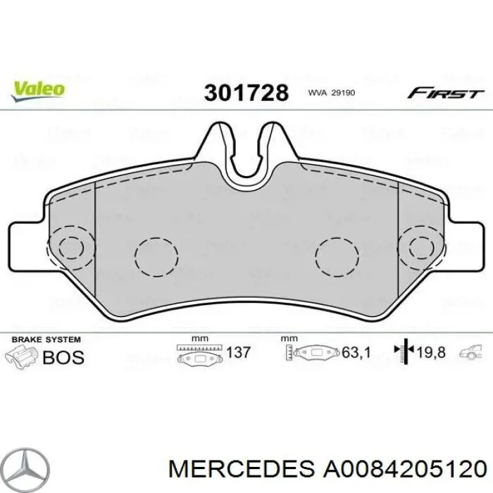 Compre A0084205120 Mercedes Sapatas do freio traseiras de disco