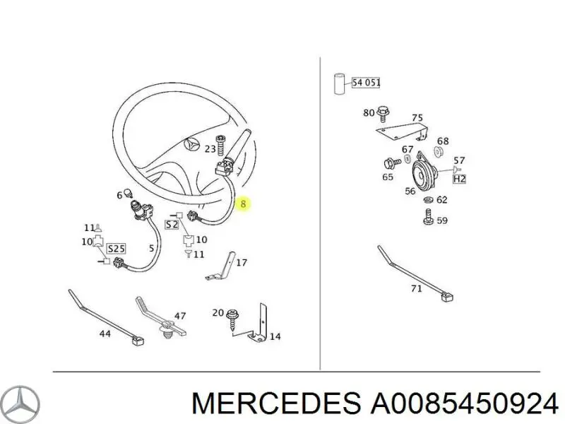 Compre 0085450924 Mercedes Comutador direito instalado na coluna da direção