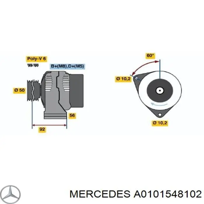 Gerador Mercedes A0101548102 preço, a partir de 119,61 USD