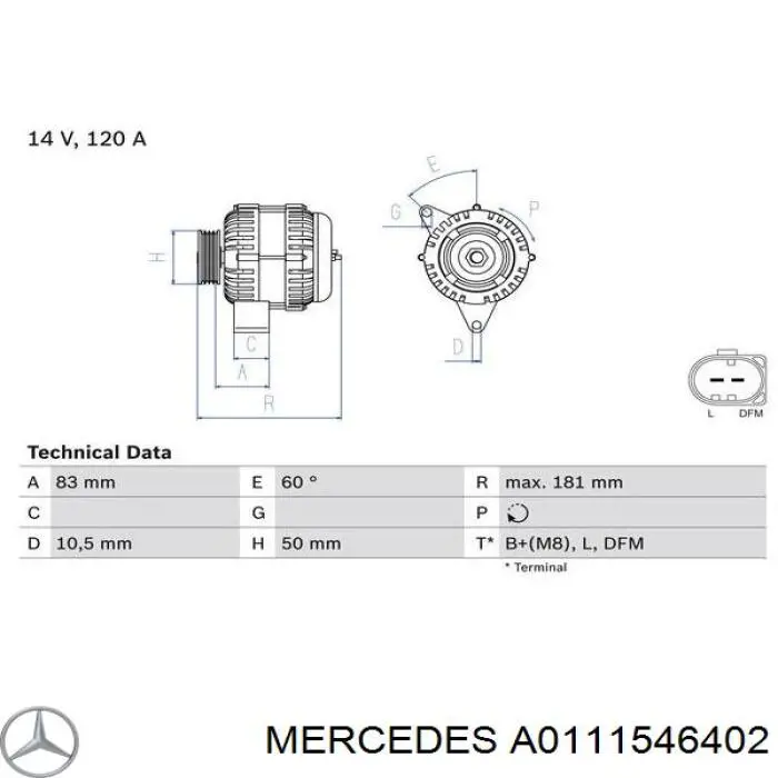 A0111546402 Mercedes Gerador
