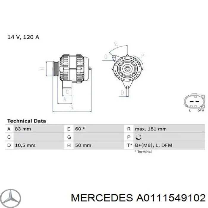 A0111549102 Mercedes Gerador
