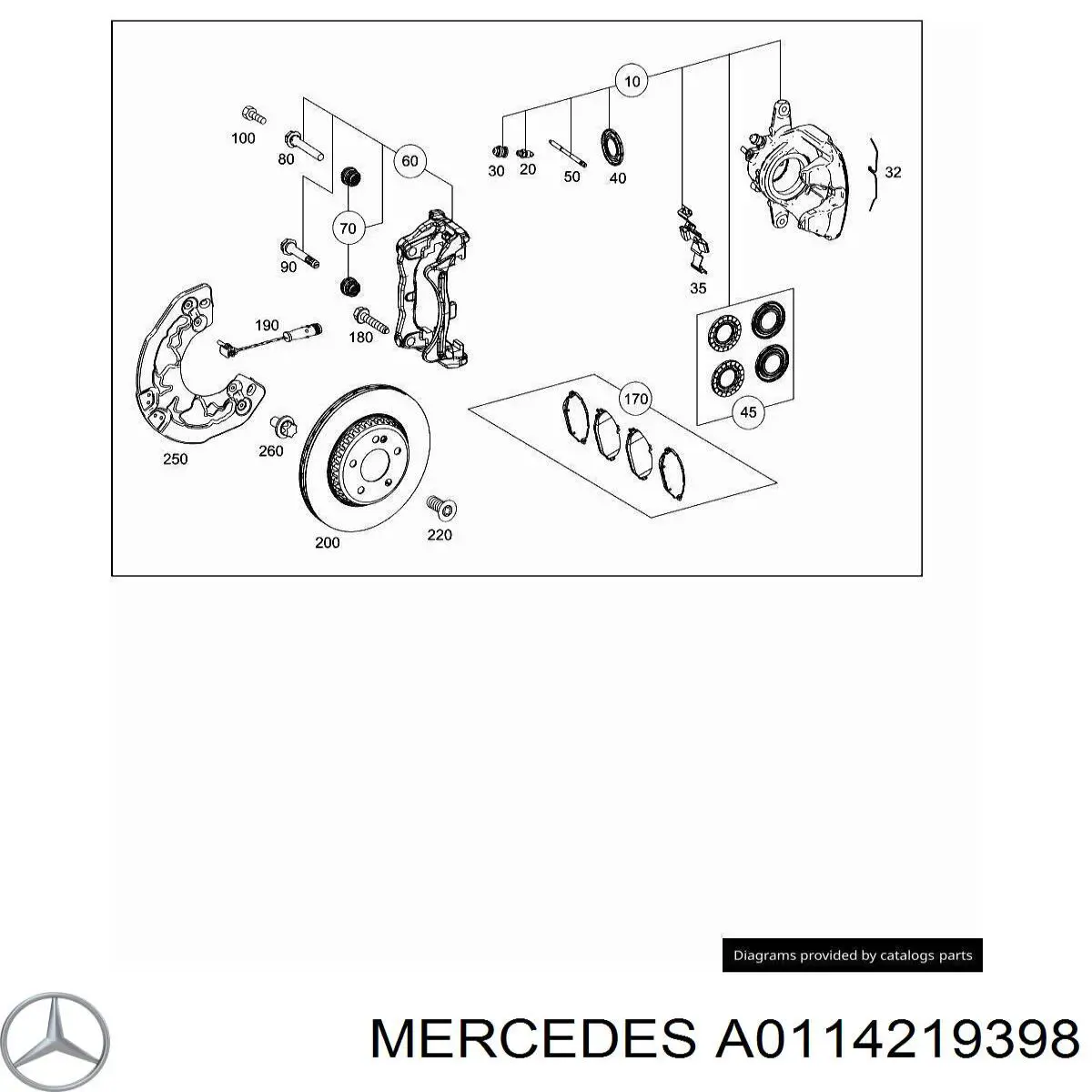 A0114219398 Mercedes Suporte do freio dianteiro esquerdo