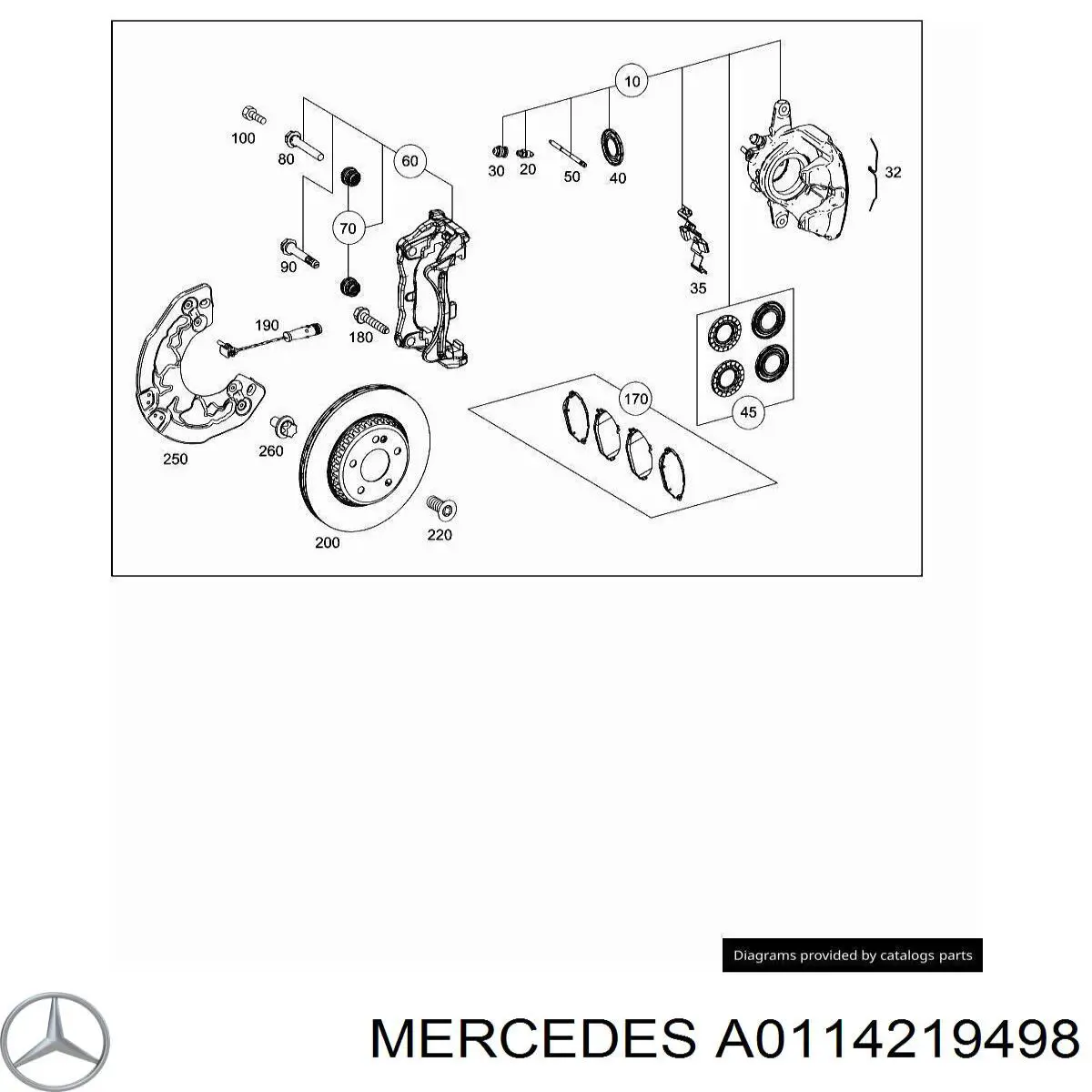 A0114219498 Mercedes Suporte do freio dianteiro direito