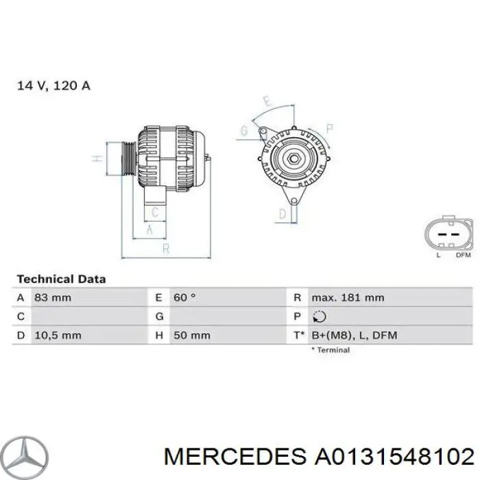 Gerador Mercedes A0131548102 preço, a partir de 322,98 USD