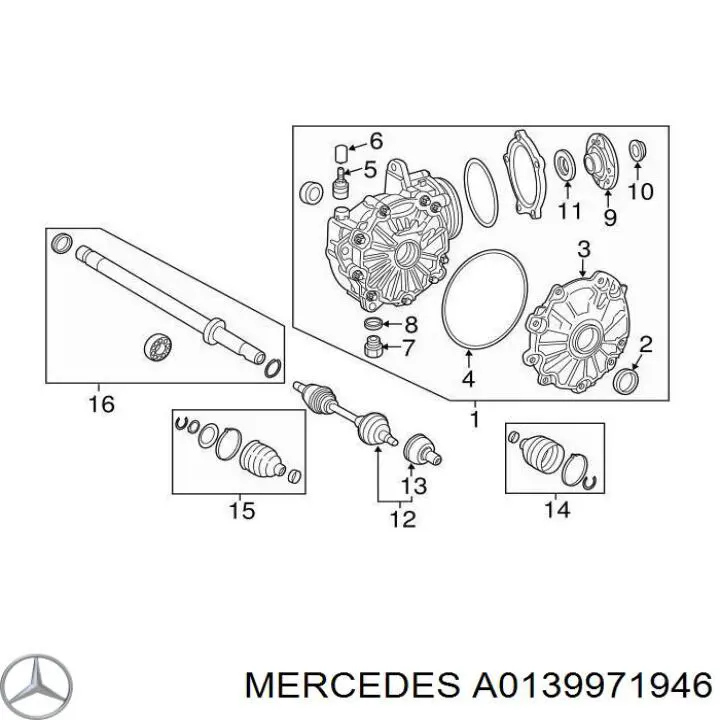 A0139971946 Mercedes Bucim de redutor do eixo dianteiro