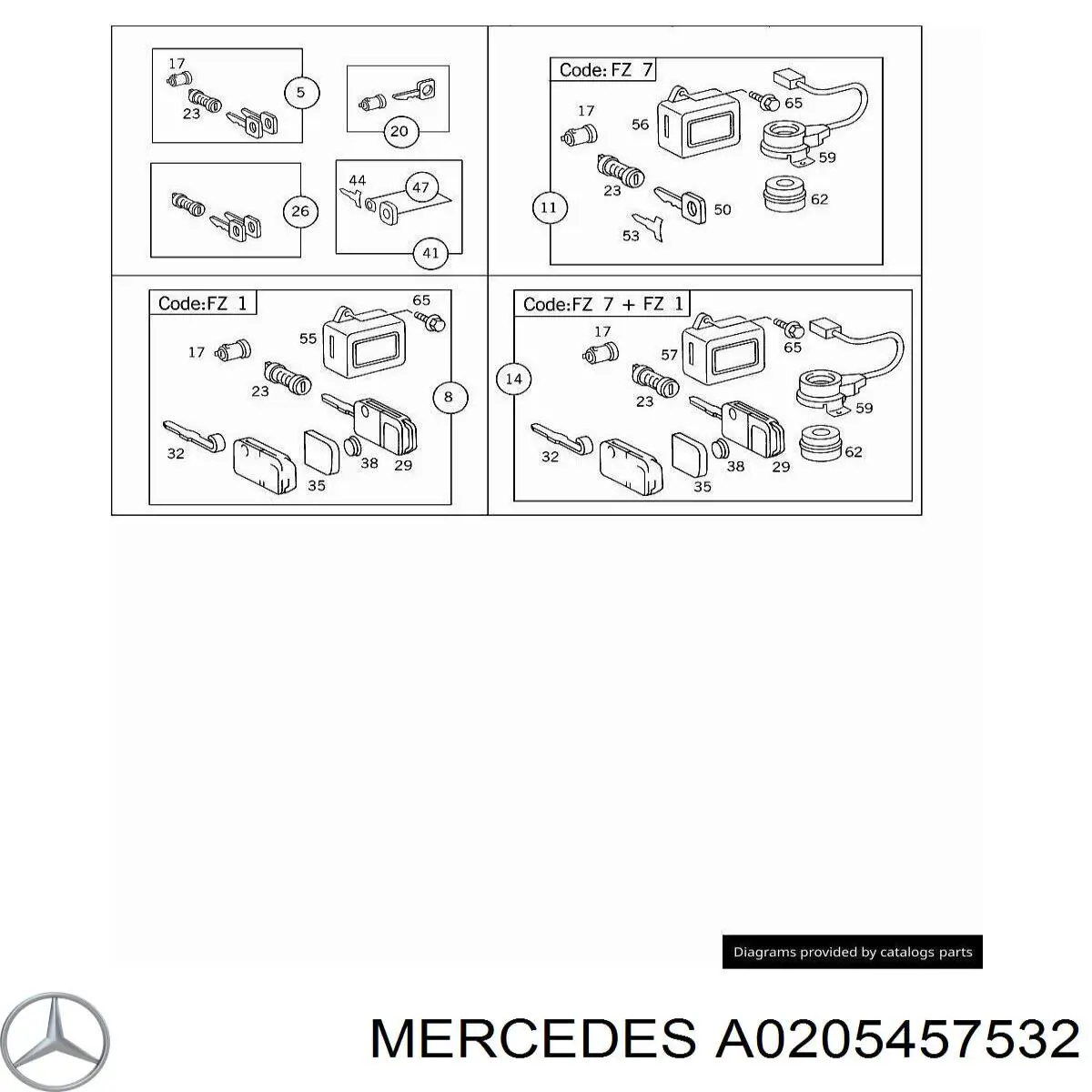 A0205457532 Mercedes Antena (anel) de imobilizador