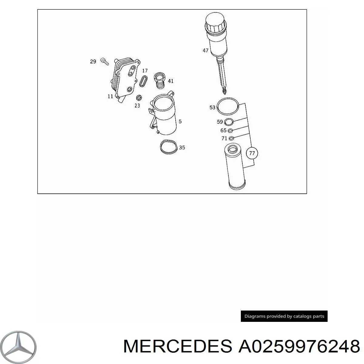 A0259976248 Mercedes Anel interno de tampa do filtro de óleo