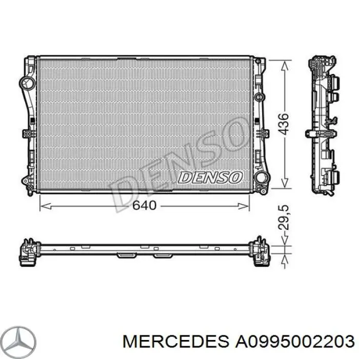 A0995002203 Mercedes Radiador de esfriamento de motor