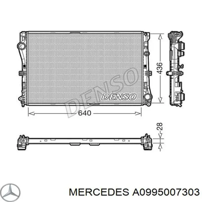 A0995007303 Mercedes Radiador de esfriamento de motor