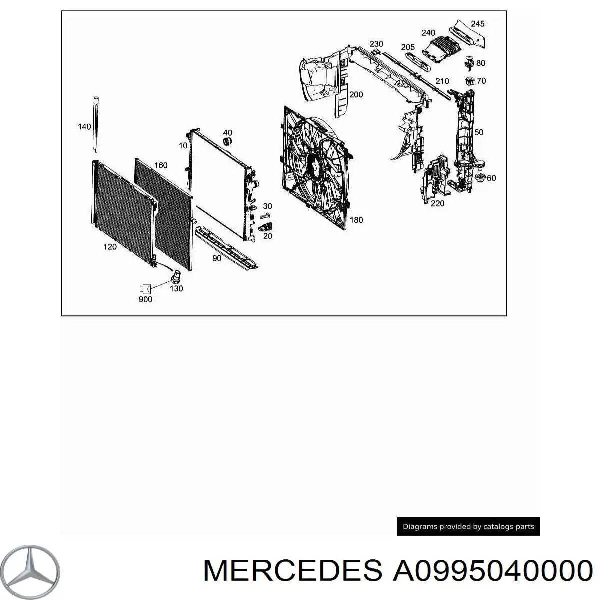 A0995040000 Mercedes Consola do radiador esquerdo