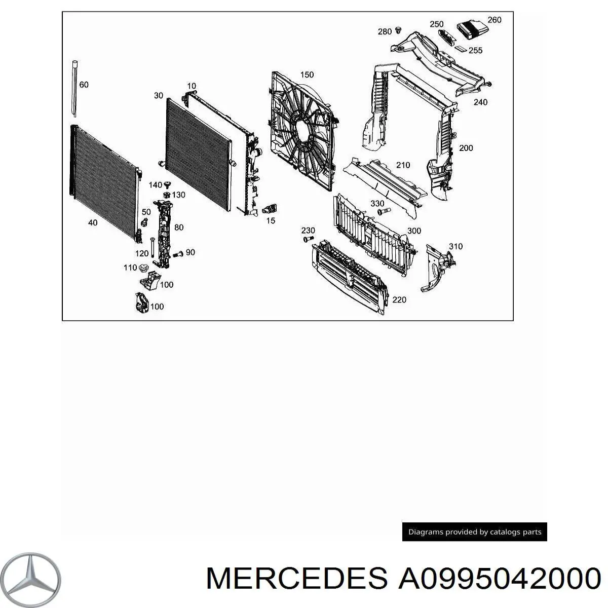 A0995042000 Mercedes Consola direita do radiador