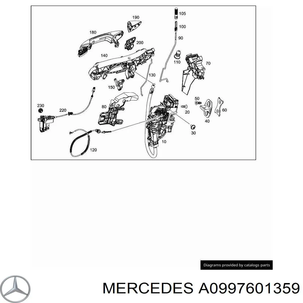 A09976013599149 Mercedes Maçaneta dianteira esquerda externa da porta