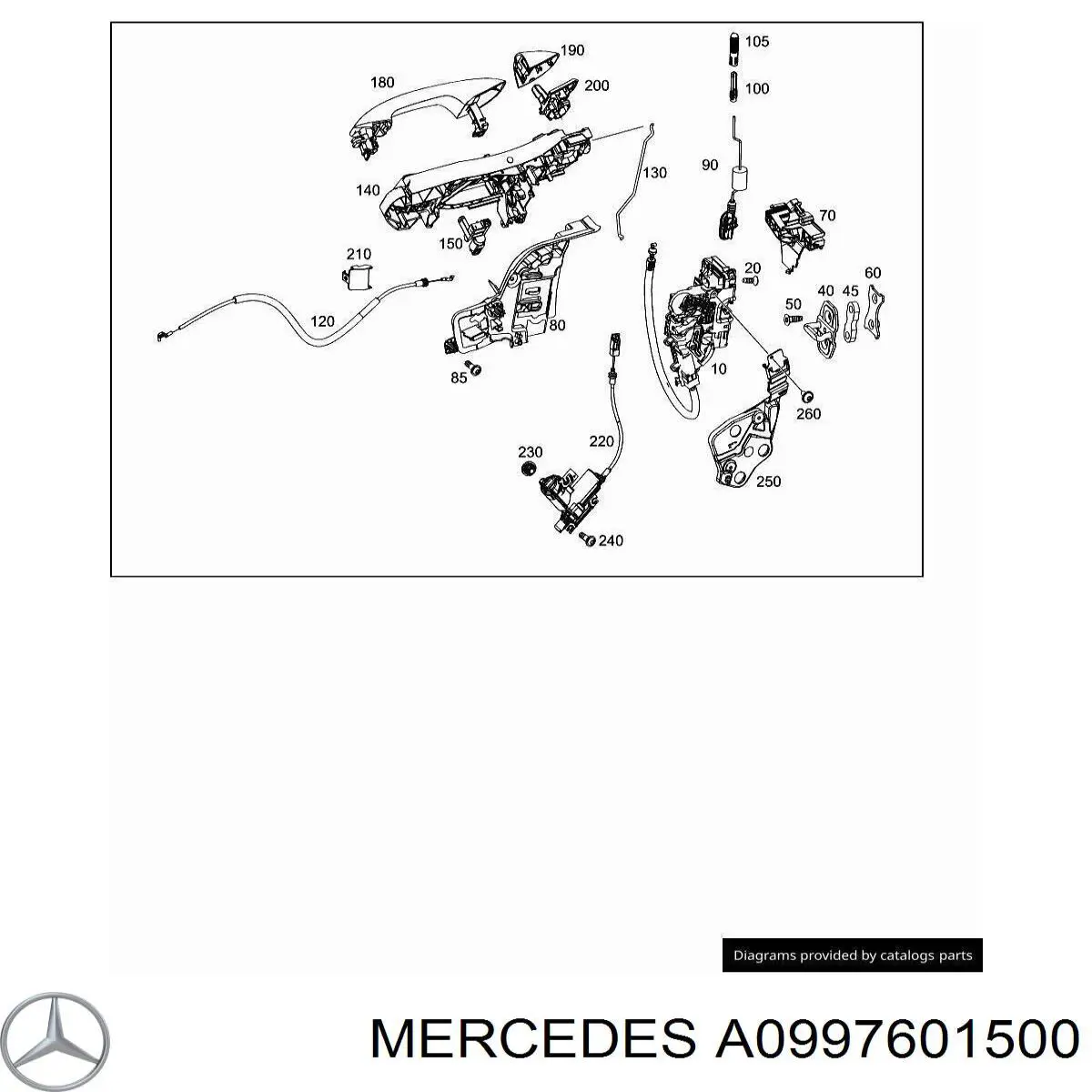 Compre A0997601500 Mercedes Suporte de maçaneta externa da porta dianteira esquerda