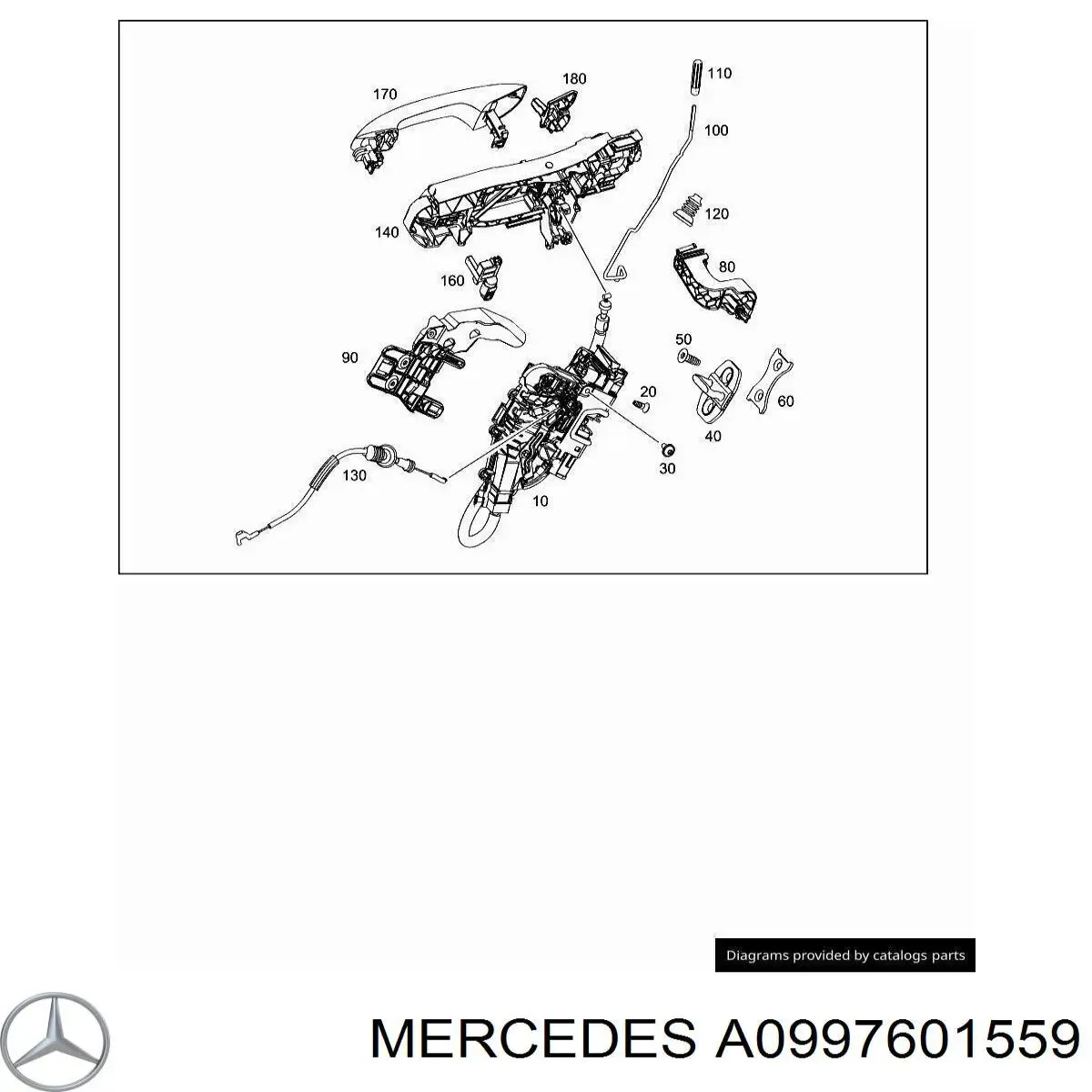 Compre A0997601559 Mercedes Maçaneta externa esquerda da porta traseira