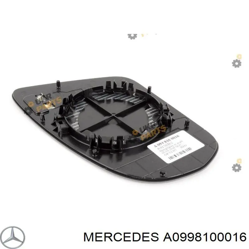 A0998100016 Mercedes Elemento espelhado do espelho de retrovisão direito
