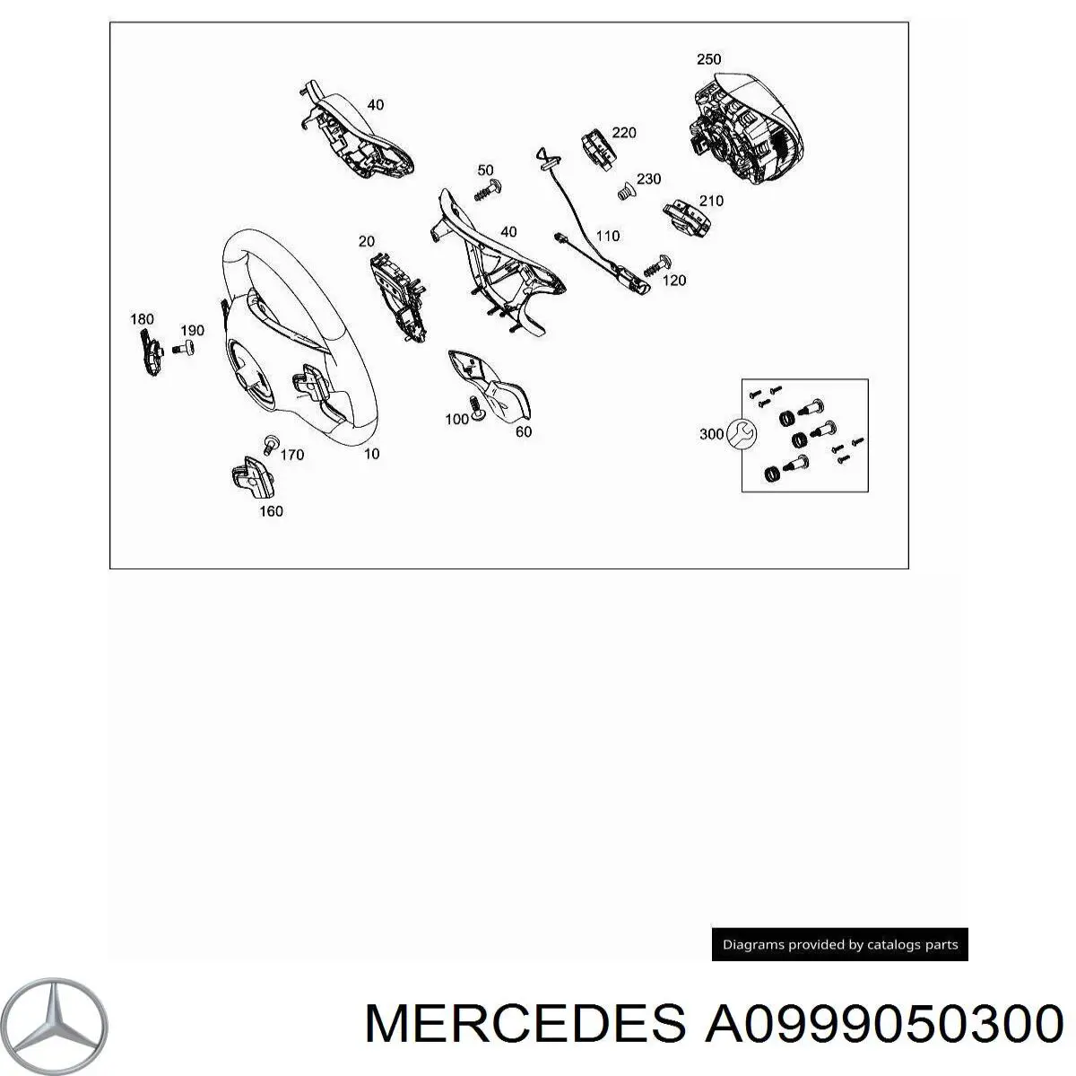 A09990503009107 Mercedes Unidade de interruptores de botão do volante de direção
