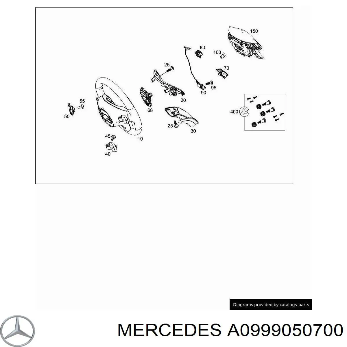 A0999050700 Mercedes Unidade de interruptores de botão do volante de direção