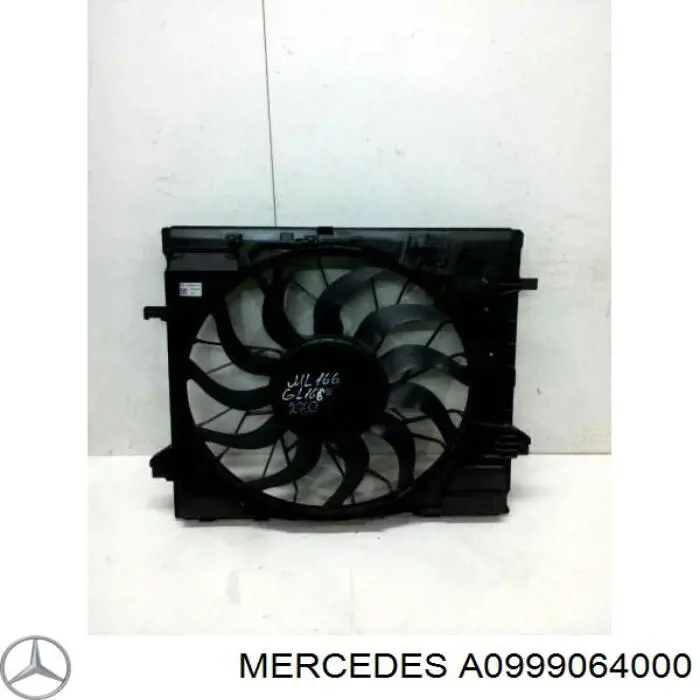 A0999064000 Mercedes Difusor do radiador de esfriamento, montado com motor e roda de aletas
