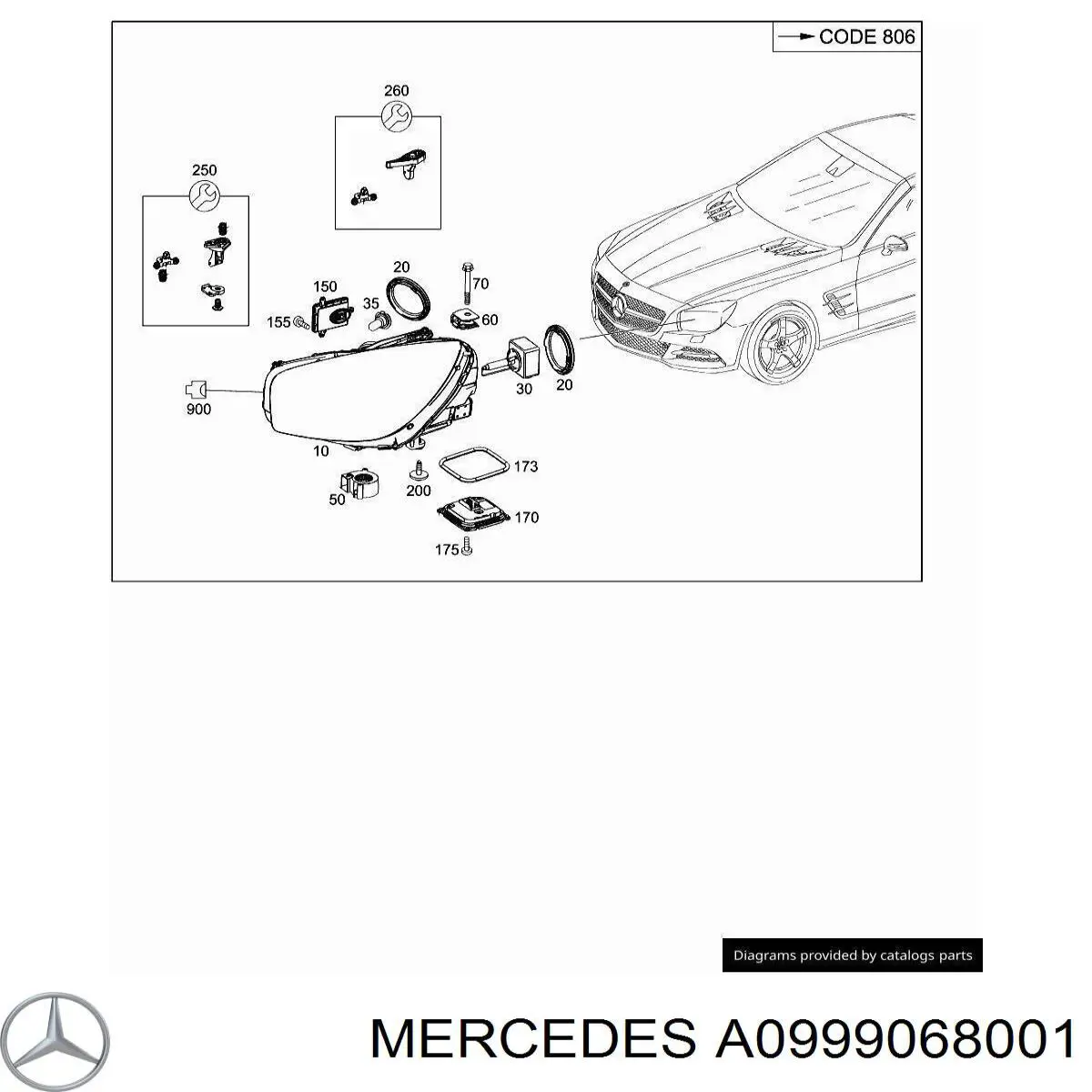 A0999068001 Mercedes Luzes de nevoeiro direitas