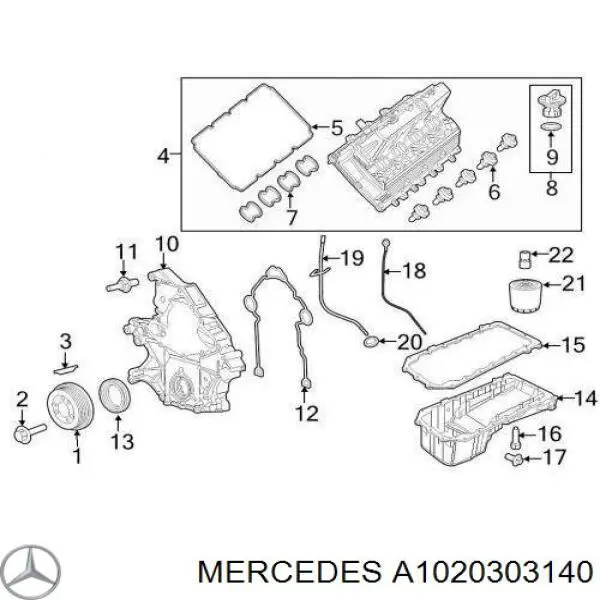 Compre A1020303140 Mercedes Folhas inseridas principais de cambota, kit, 1ª reparação ( + 0,25)