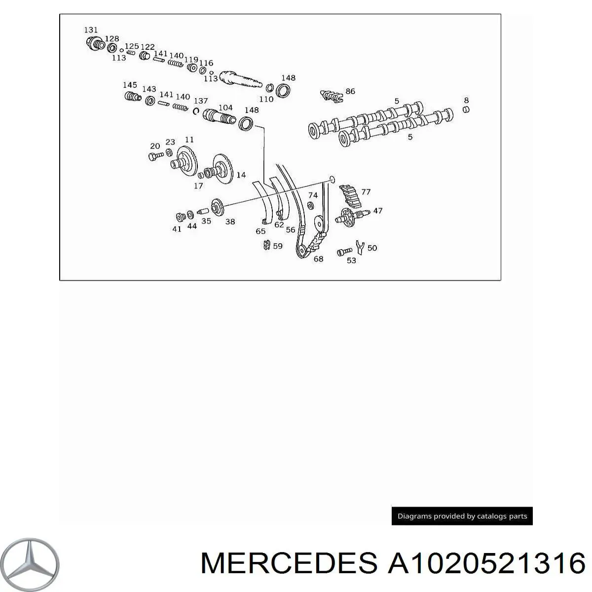 Compre A1020521316 Mercedes Amortecedor de cadeia do mecanismo de distribuição de gás, inferior