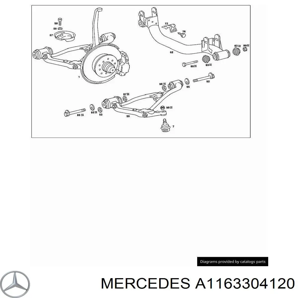 A1163301520 Mercedes Pino moente (extremidade do eixo) dianteiro direito