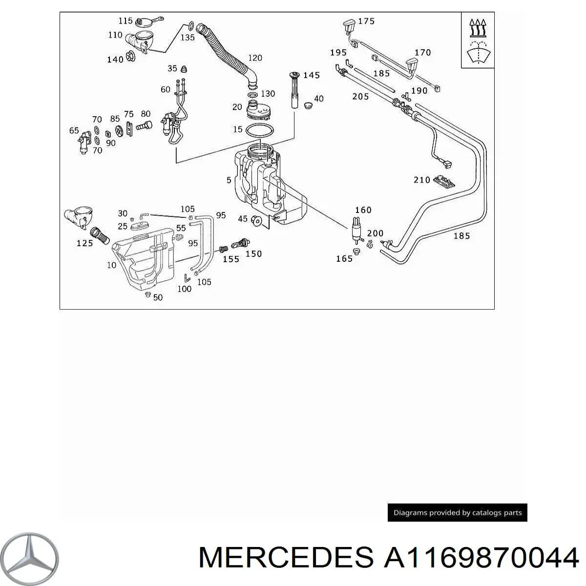 Compre A1169870044 Mercedes Tampa de tanque de fluido para lavador