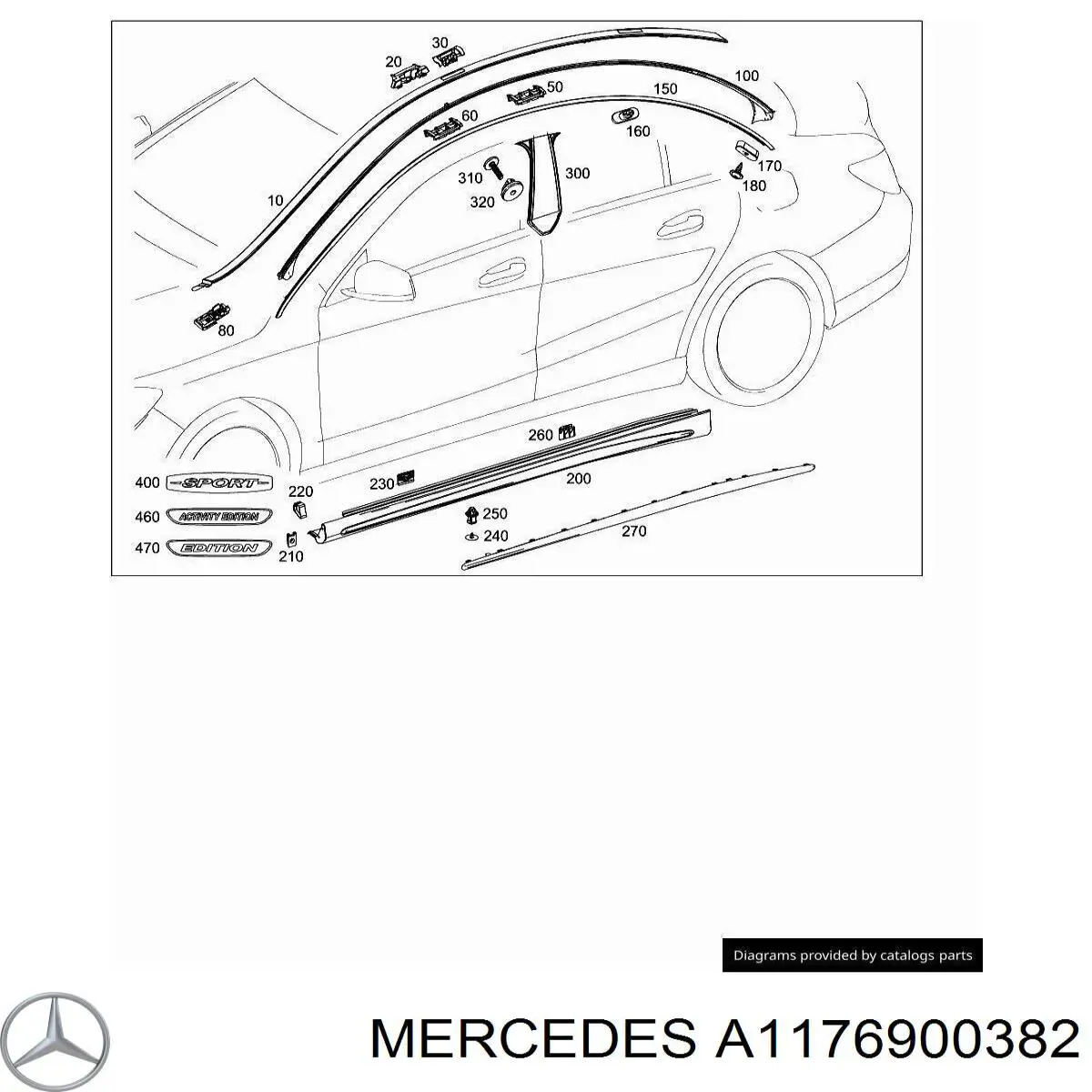 A1176900382 Mercedes Moldura do teto esquerda