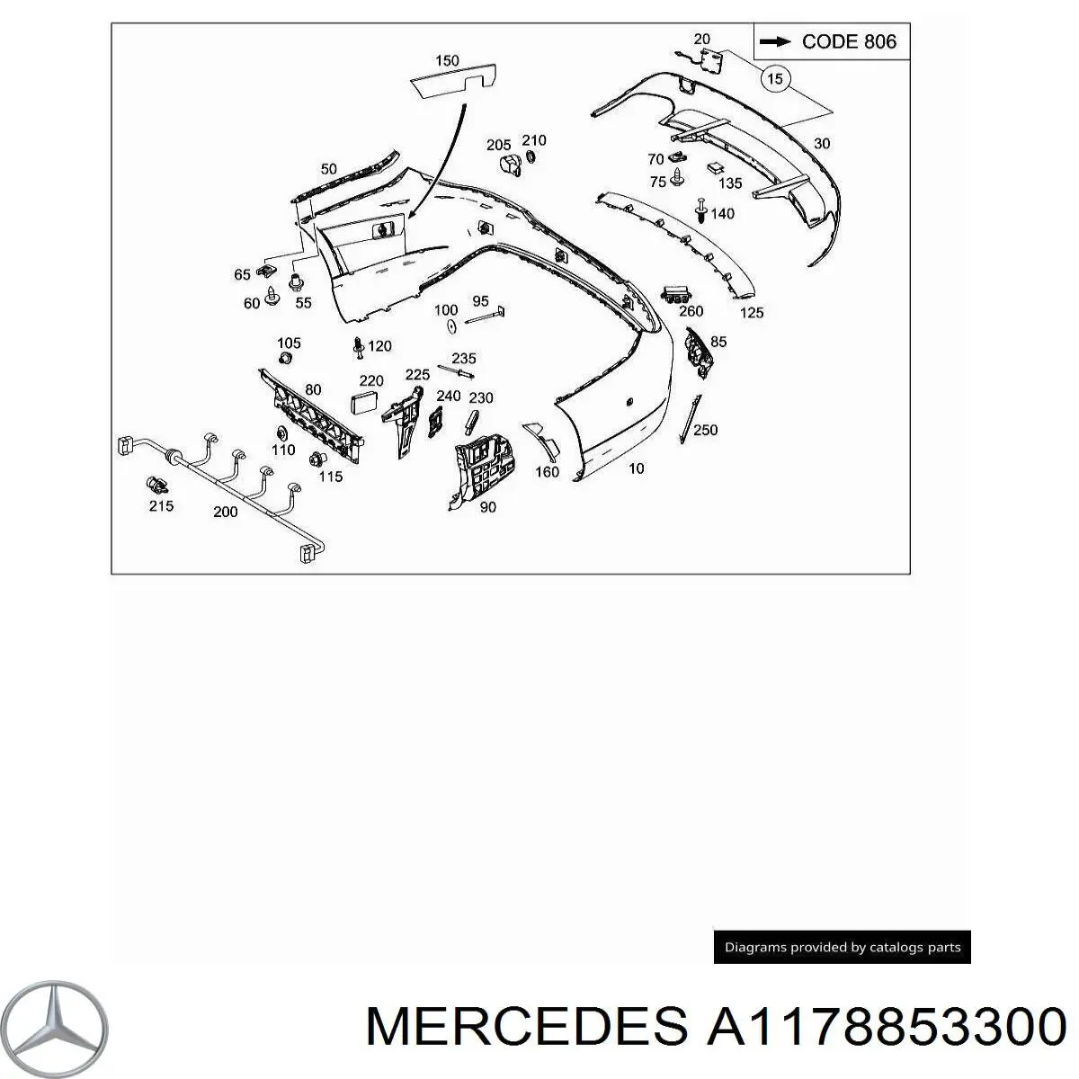 A1178853300 Mercedes Spoiler do pára-choque traseiro
