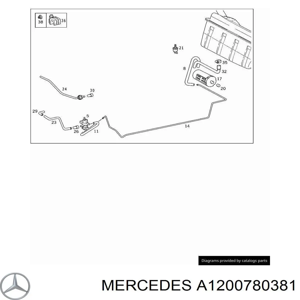A1200780381 Mercedes Tubo de ventilação do tanque de combustível