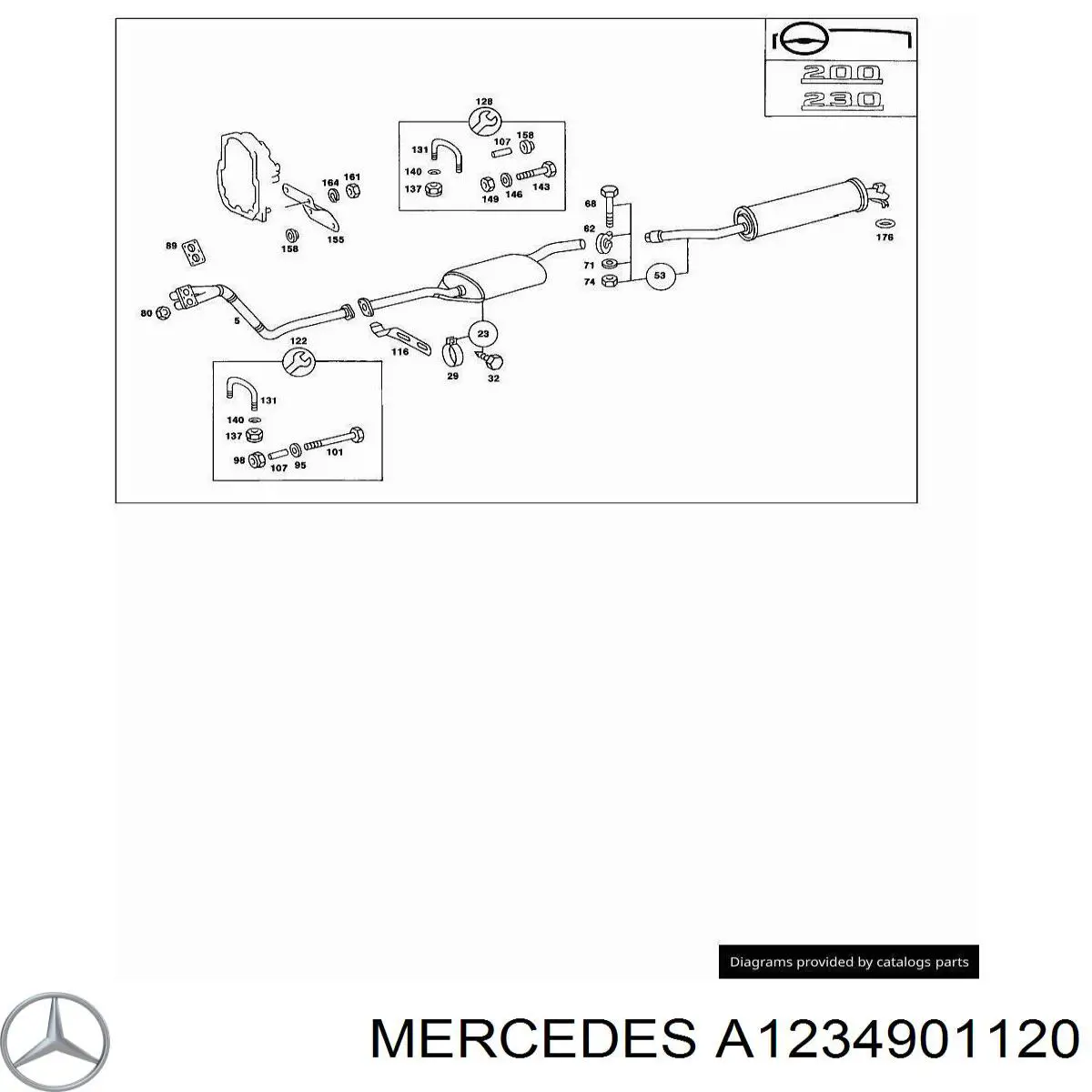 Tubo de admissão dianteiro (calças) do silenciador Mercedes A1234901120 preço, a partir de 125,07 USD