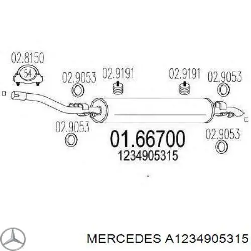 Compre A1234905315 Mercedes Silenciador, parte traseira