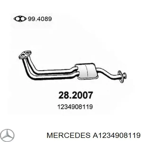 A1234908119 Mercedes Silenciador, parte dianteira