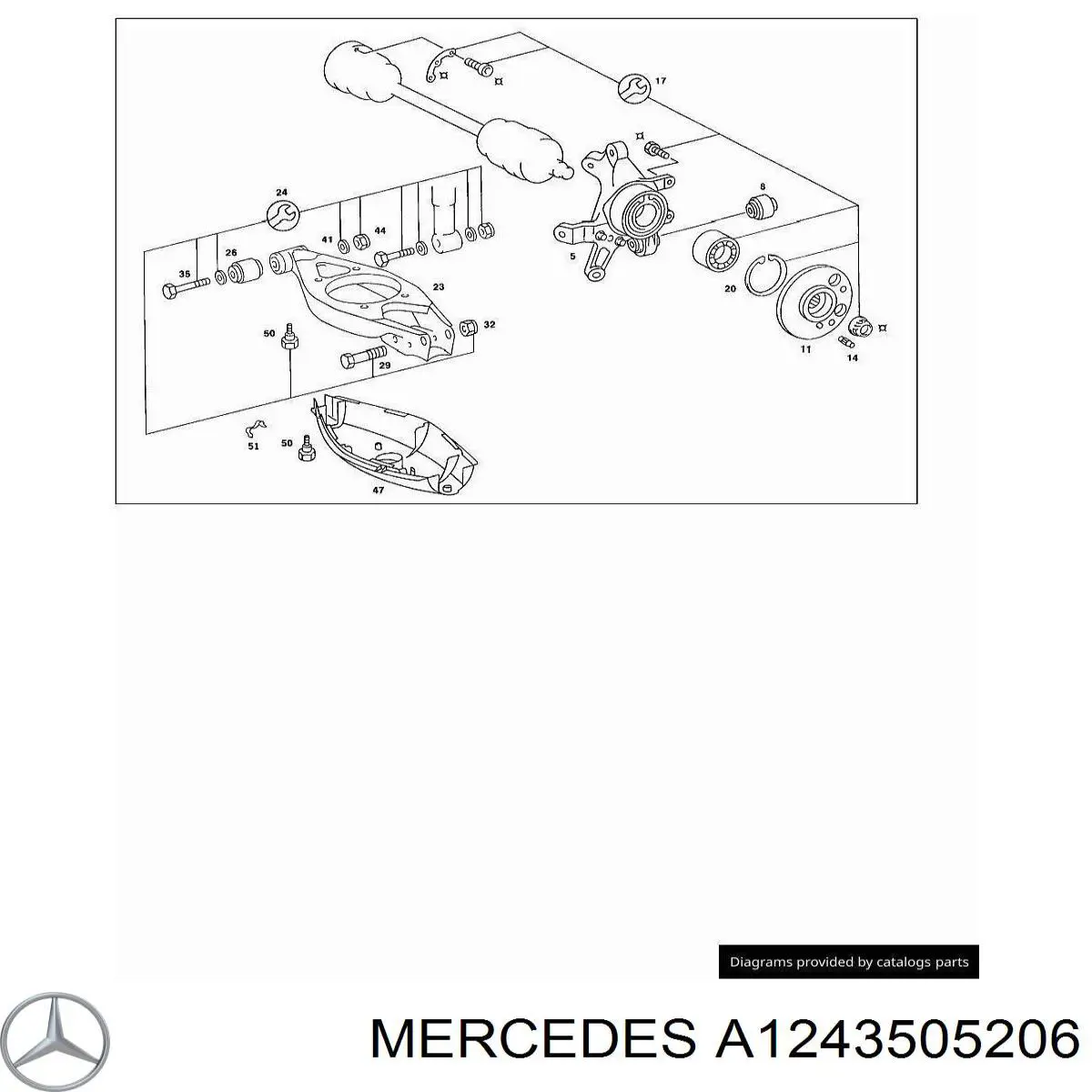 A1243505206 Mercedes Braço oscilante inferior esquerdo de suspensão traseira/direita