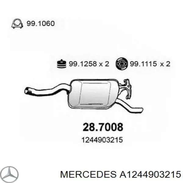 Silenciador, parte traseira Mercedes A1244903215 preço, a partir de 103,64 USD