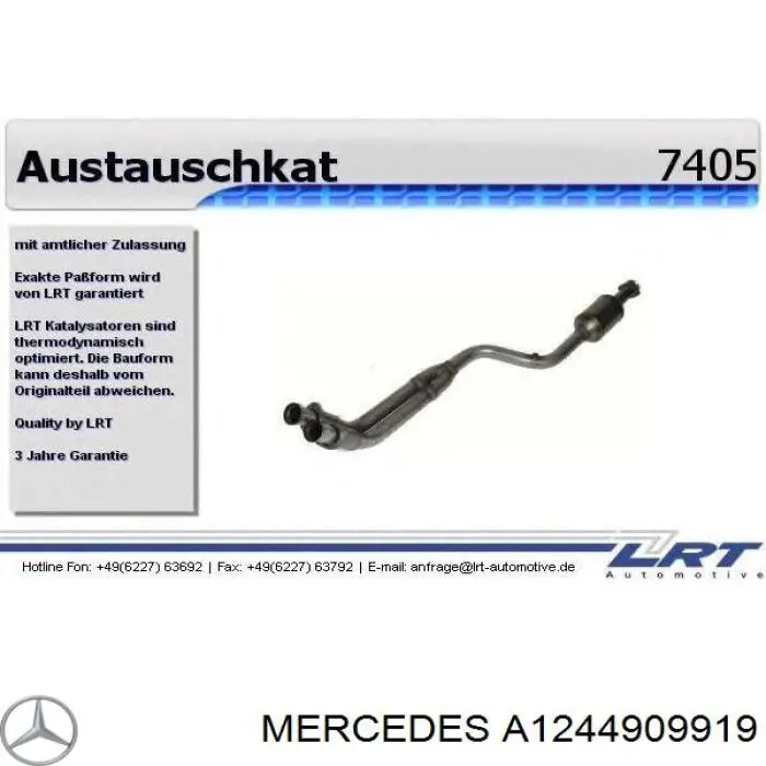 Tubo de admissão dianteiro (calças) do silenciador Mercedes A1244909919 preço, a partir de 1453,85 USD