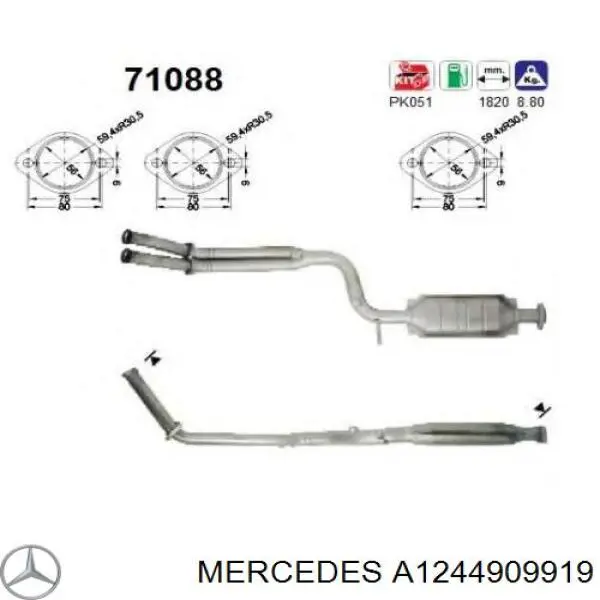 Compre A1244909919 Mercedes Tubo de admissão dianteiro (calças) do silenciador