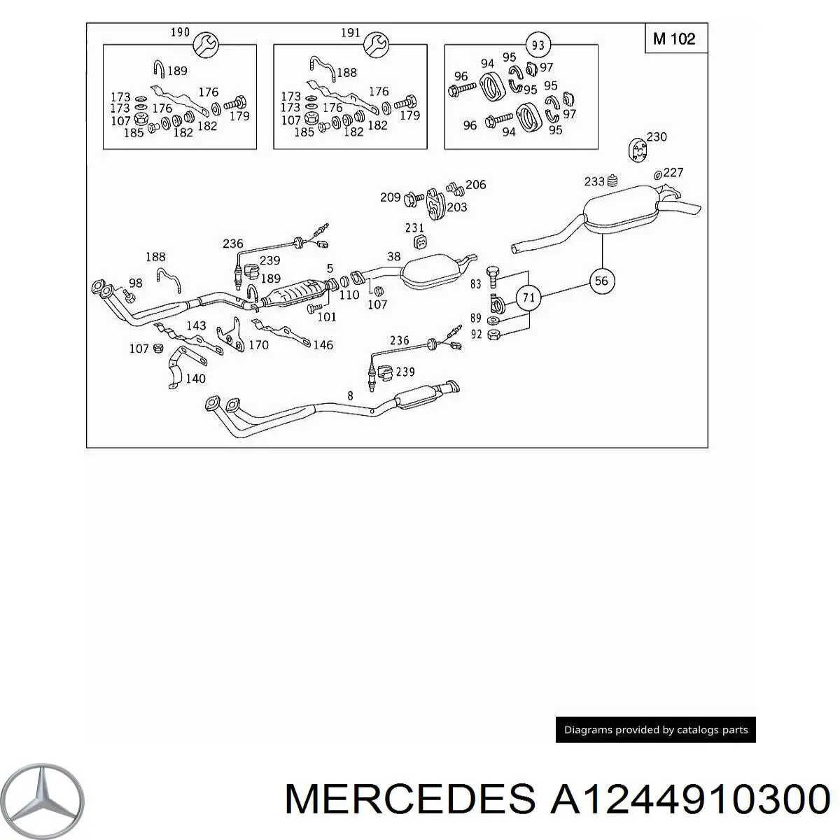 Compre A1244910300 Mercedes Silenciador, parte traseira